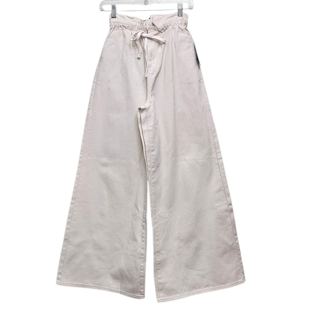Scoop Paperbag Waist Pants XS Parsnip Cream Wide Leg High Rise Denim Boho Heavy